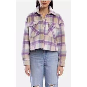 BLANK NYC Purple Plaid Cropped Shacket Jacket in Keep it Up Plaid  // S
